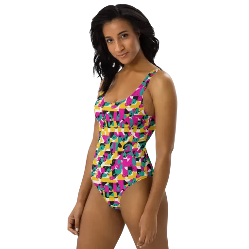 Parrot Parade on a One-Piece Swimsuit