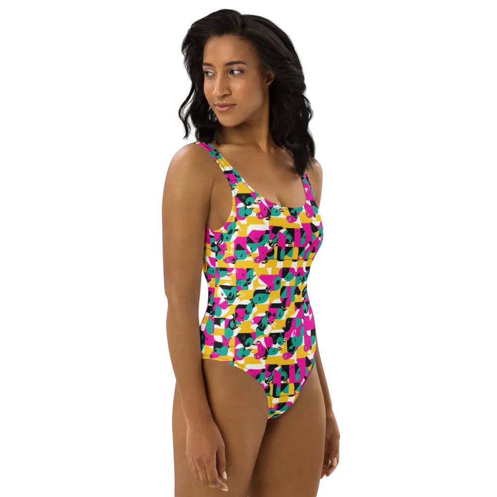 Parrot Parade on One-Piece Swimsuit — Right