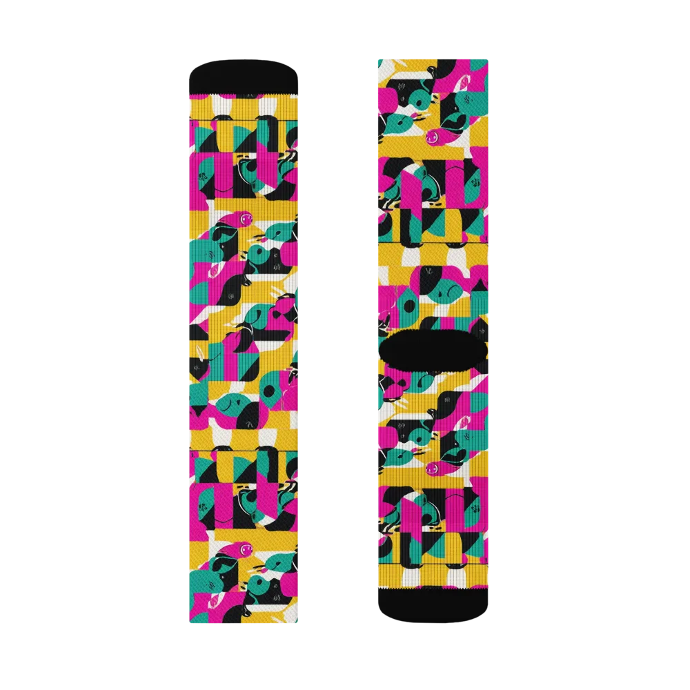 Parrot Parade on Socks — Left Sock