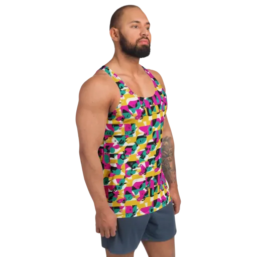 Parrot Parade on a Men's Tank Top