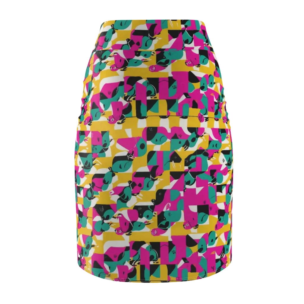 Parrot Parade on Pencil Skirt — Back