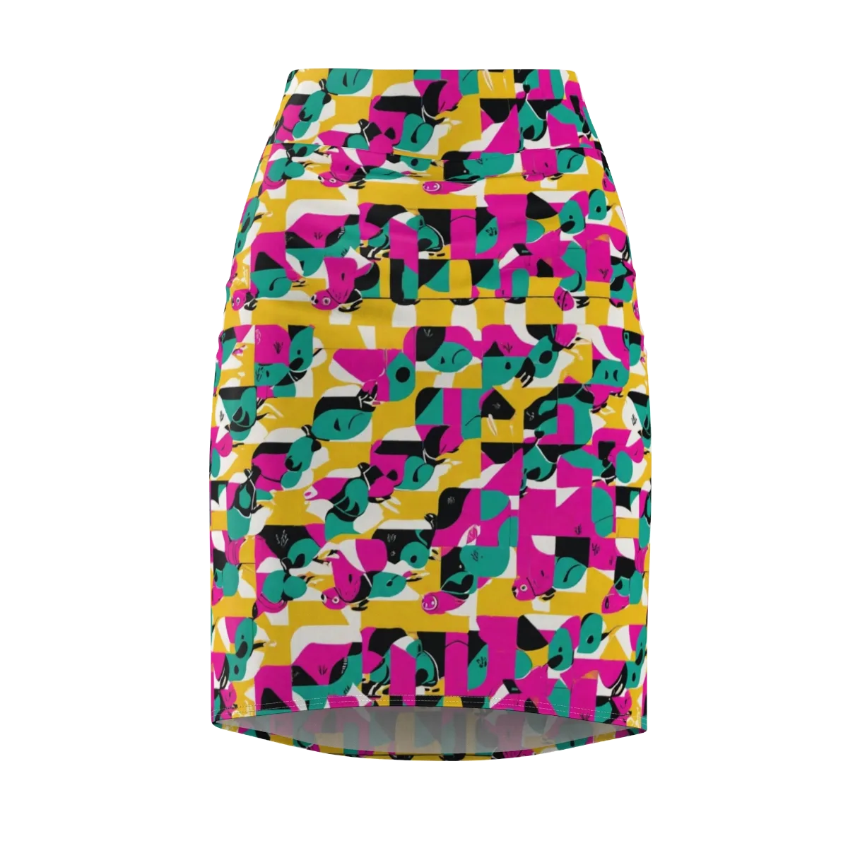 Parrot Parade on Pencil Skirt — Front