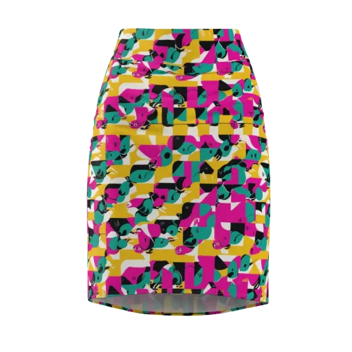 Parrot Parade on a Pencil Skirt