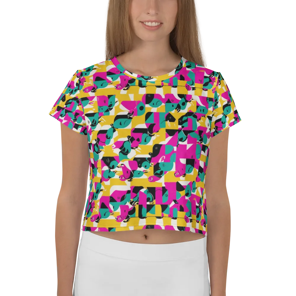 Parrot Parade on Crop Tee — Front