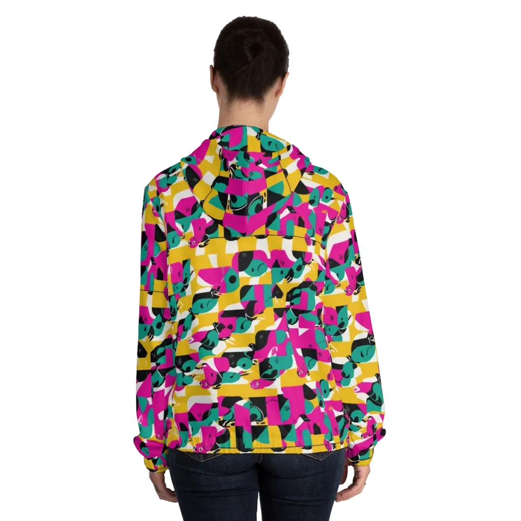 Parrot Parade on Women's Full-Zip Hoodie — Back On Person