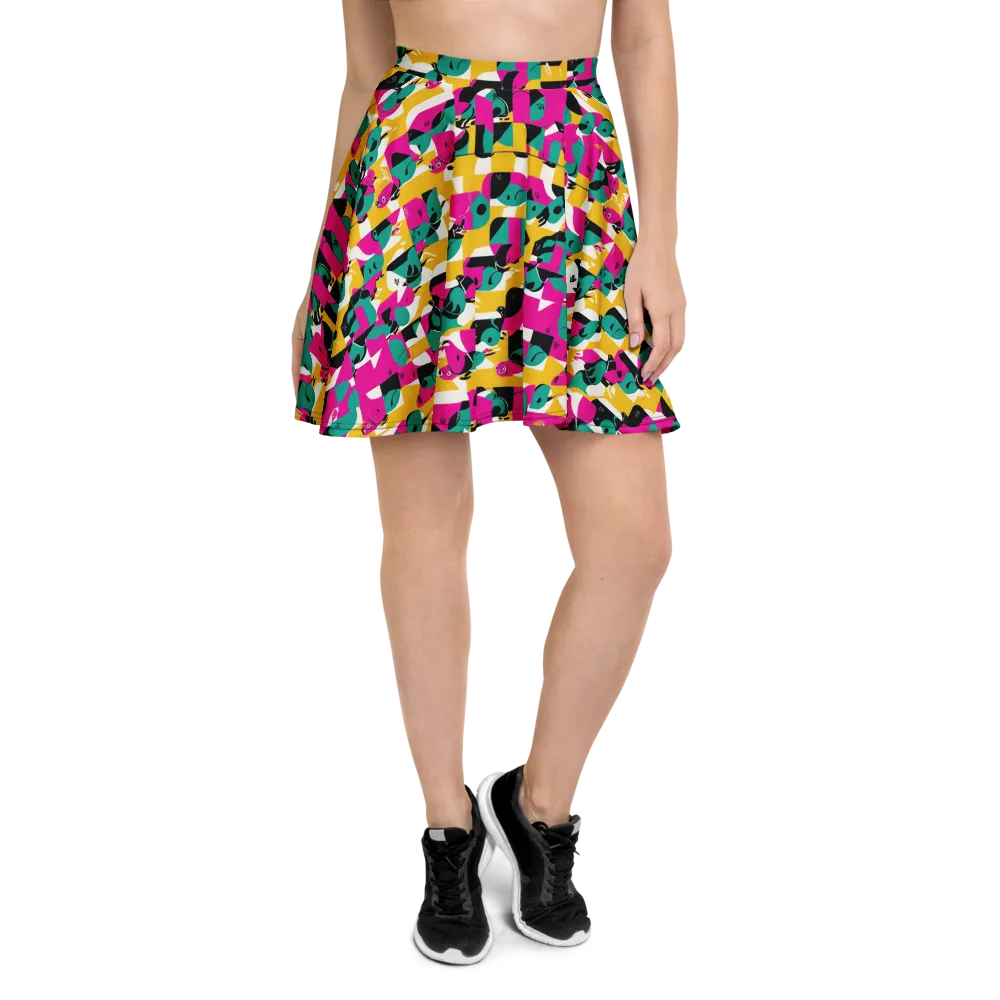Parrot Parade on Skater Skirt — Front