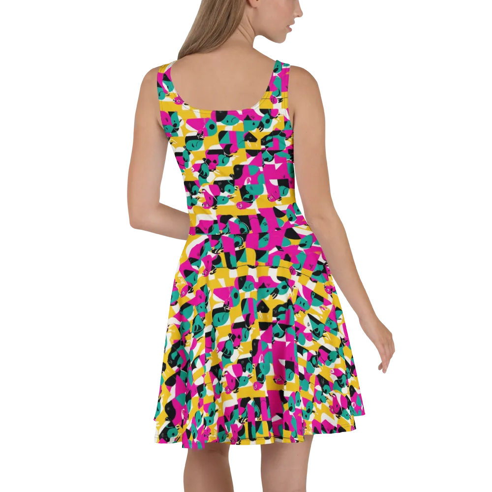 Parrot Parade on Skater Dress — Back