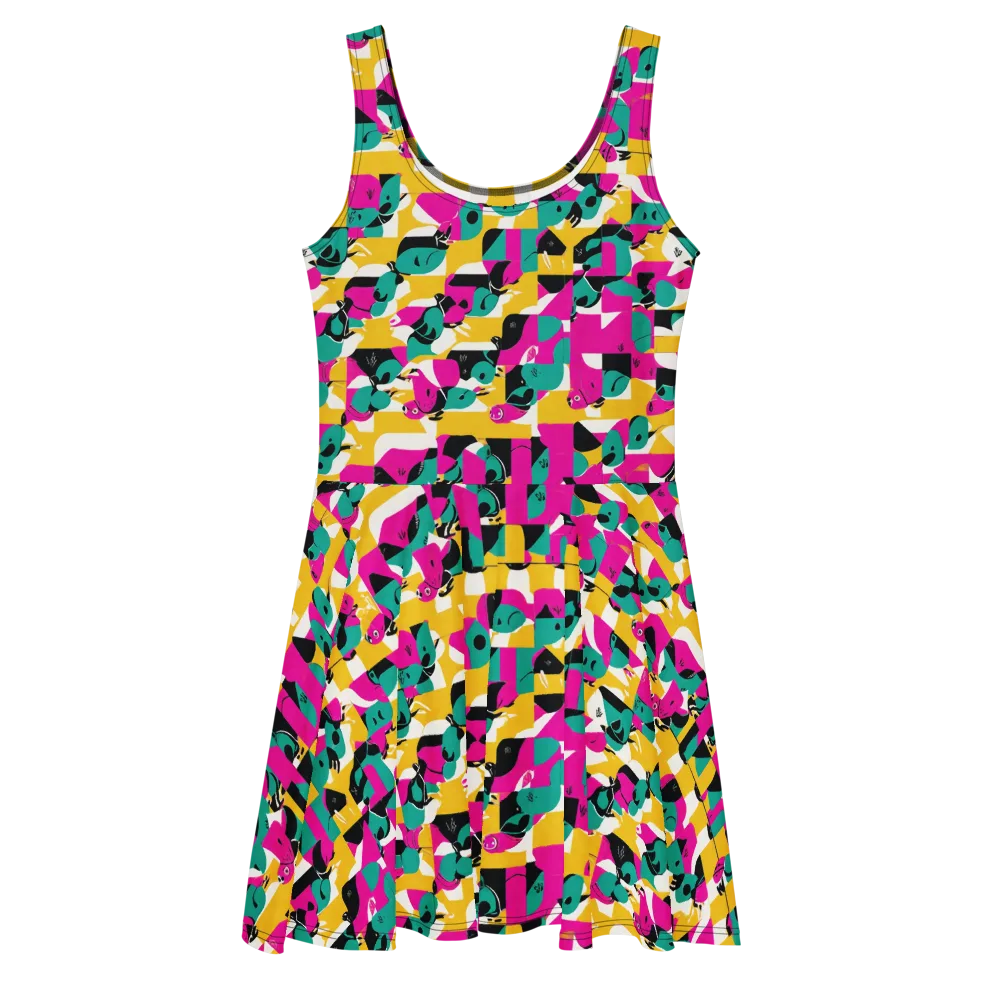 Parrot Parade on Skater Dress — Front
