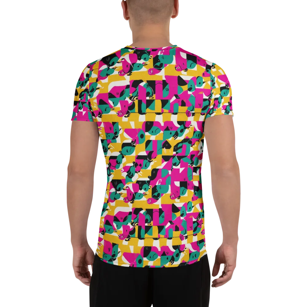 Parrot Parade on Men's Athletic T-Shirt — Back