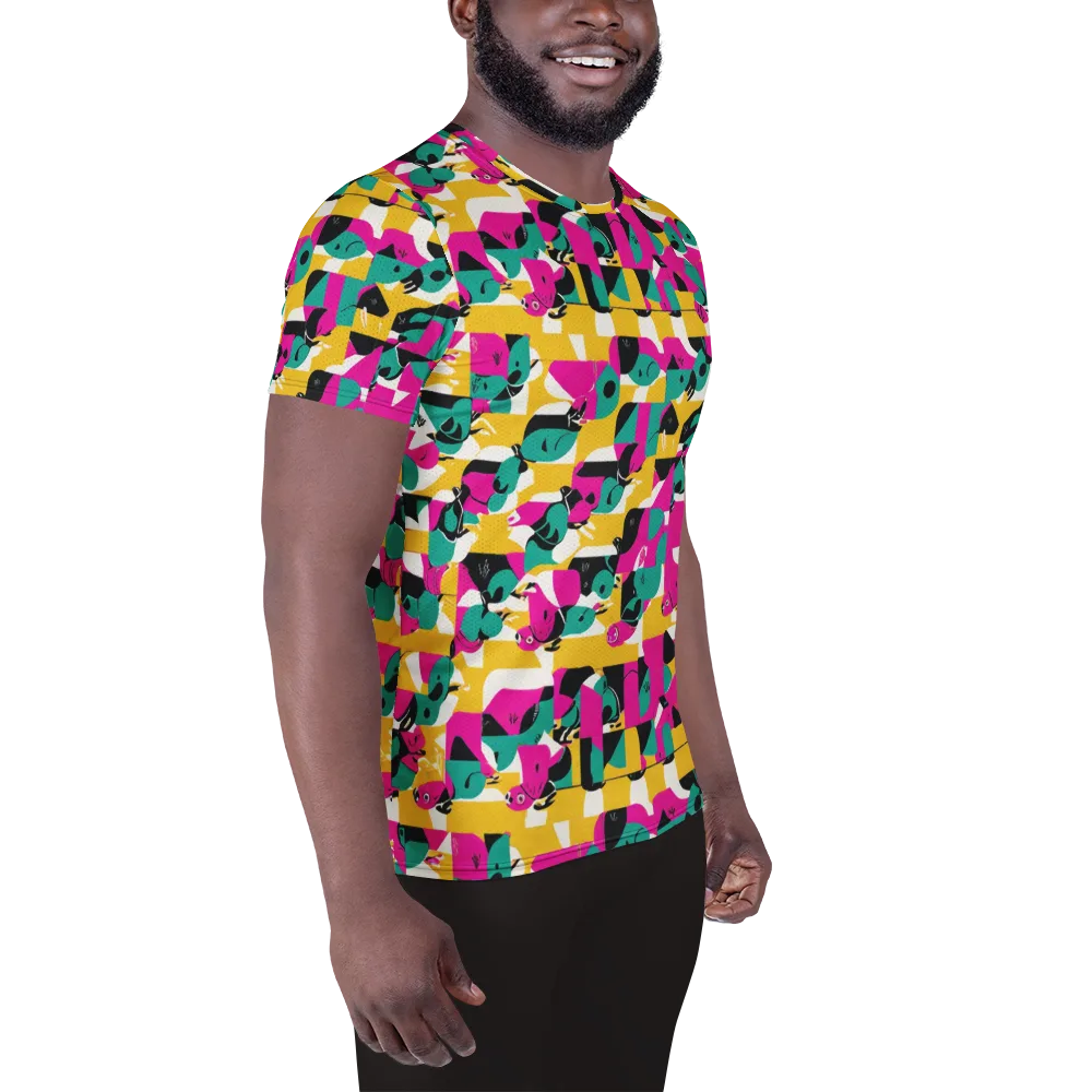 Parrot Parade on Men's Athletic T-Shirt — Right