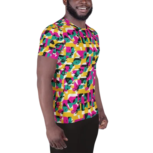 Parrot Parade on a Men's Athletic T-Shirt