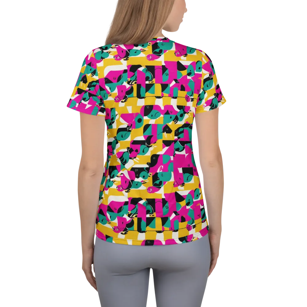 Parrot Parade on Women's Athletic T-Shirt — Back