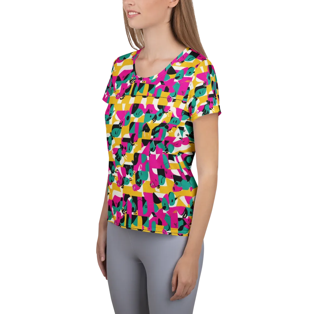 Parrot Parade on Women's Athletic T-Shirt — Left