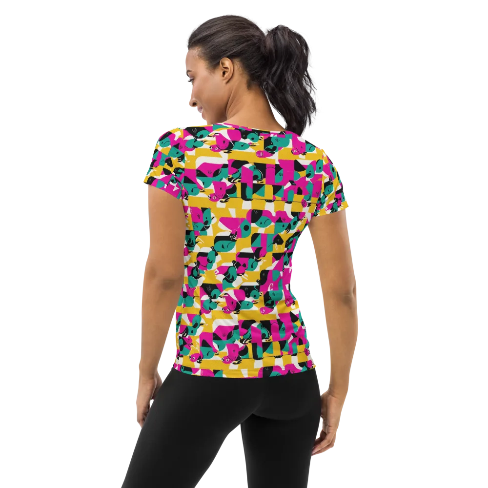 Parrot Parade on Women's Athletic T-Shirt — Back