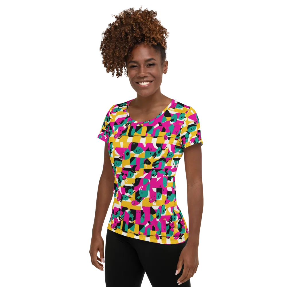 Parrot Parade on Women's Athletic T-Shirt — Left