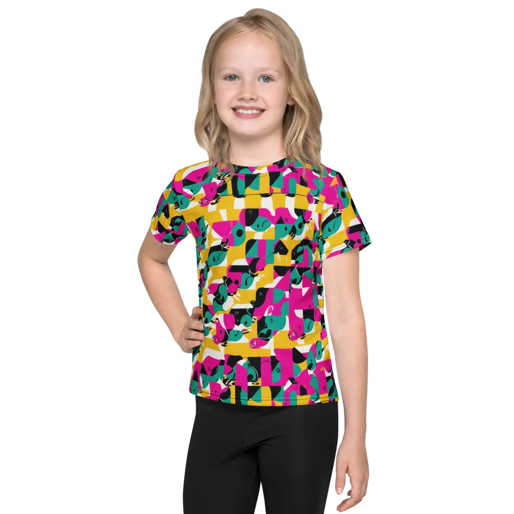 Parrot Parade on Kids Crew Neck T-Shirt — Front