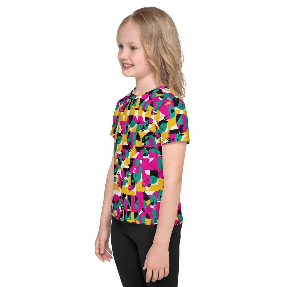 Parrot Parade on Kids Crew Neck T-Shirt — Left