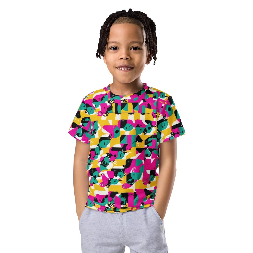 Parrot Parade on Kids Crew Neck T-Shirt — Front