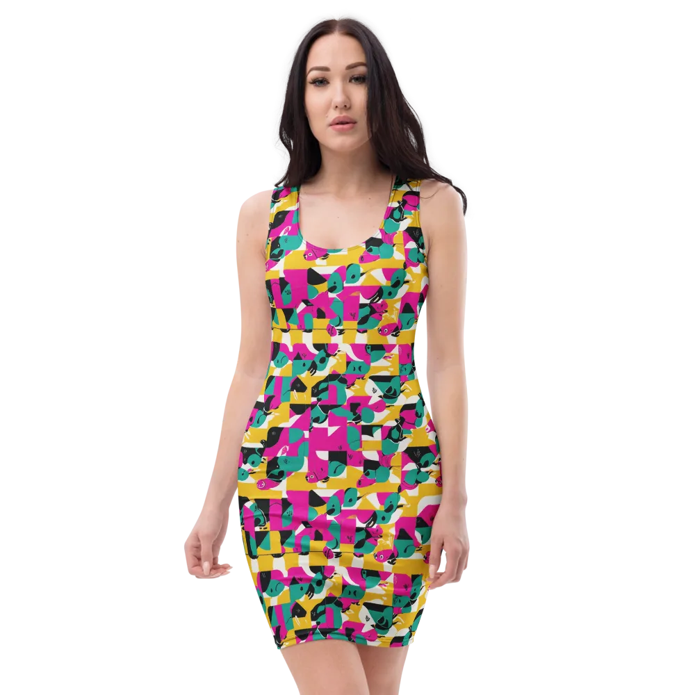 Parrot Parade on Bodycon Dress — Front