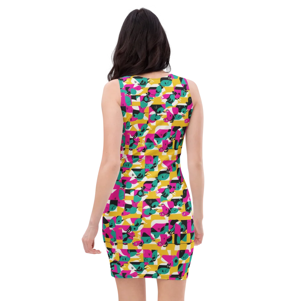 Parrot Parade on Bodycon Dress — Back