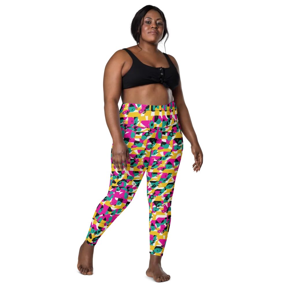 Parrot Parade on Leggings with Pockets — Front