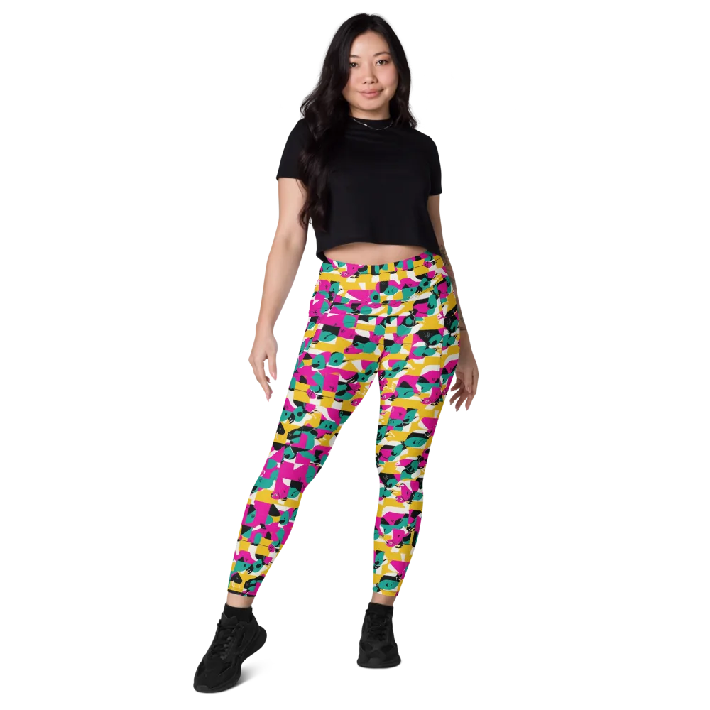 Parrot Parade on Leggings with Pockets — Front