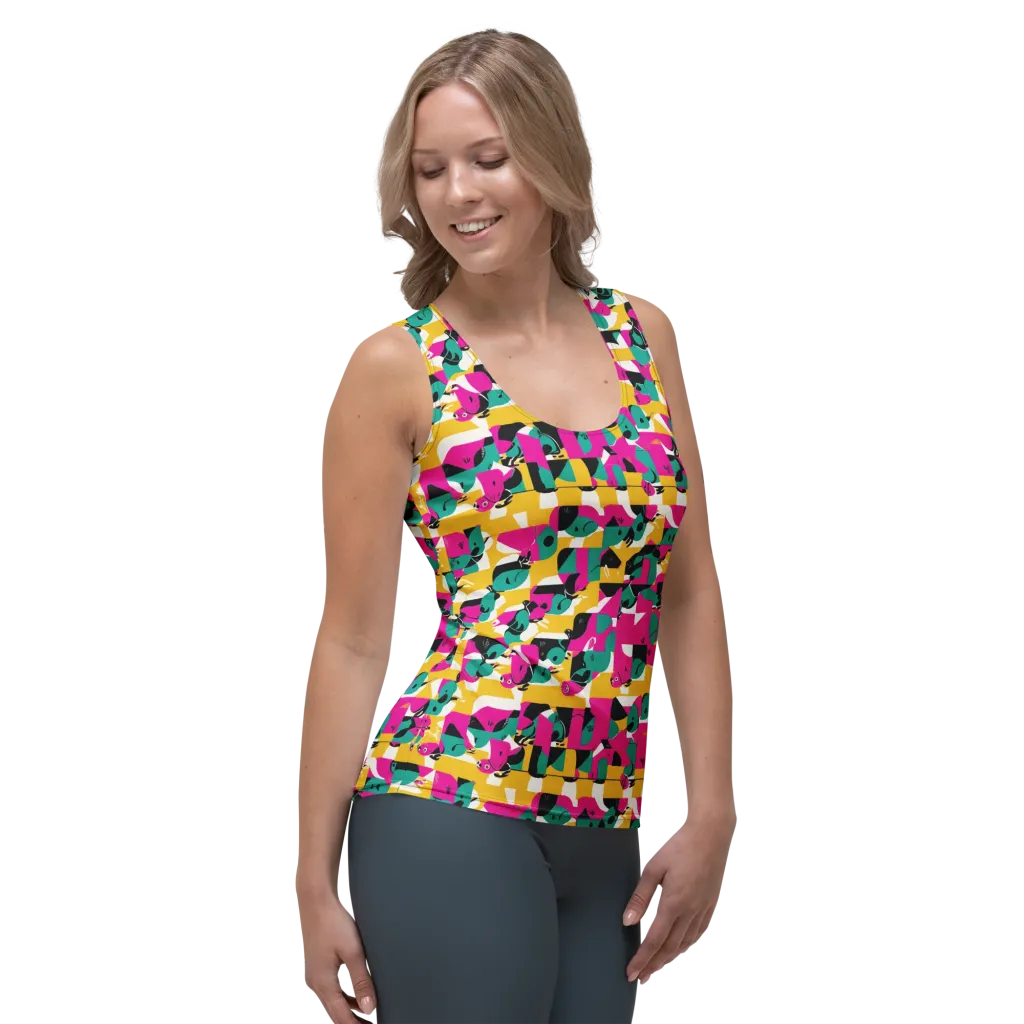 Parrot Parade on Women's Tank Top — Right Front