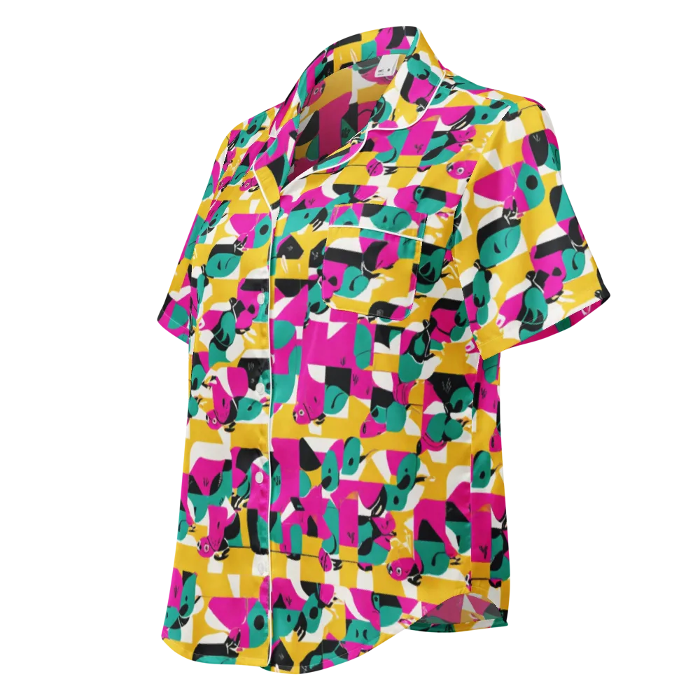 Parrot Parade on Women's Short Sleeve Pajama Top — Left Front
