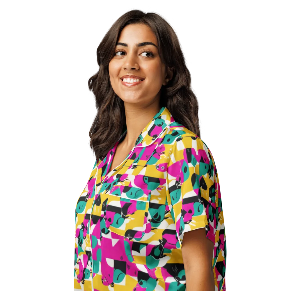 Parrot Parade on Women's Short Sleeve Pajama Top — Left Front