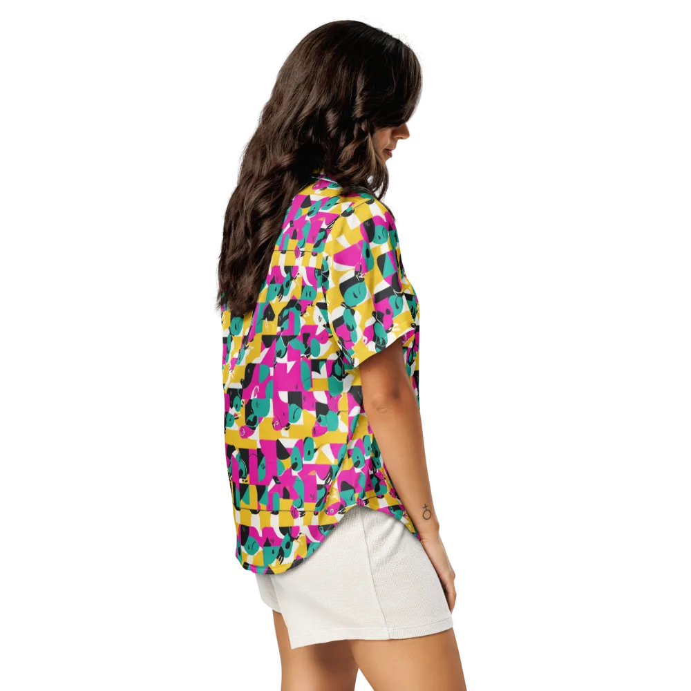 Parrot Parade on Women's Short Sleeve Pajama Top — Right Back