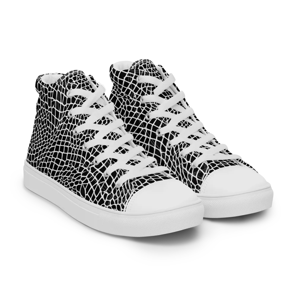 Obsidian Web on Men's High Top Canvas Shoes — Right Front