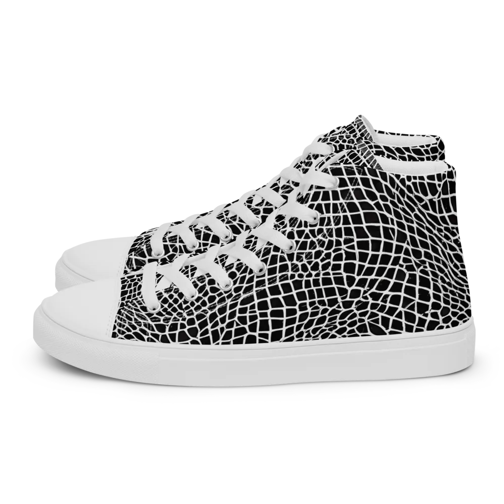 Obsidian Web on Men's High Top Canvas Shoes — Left