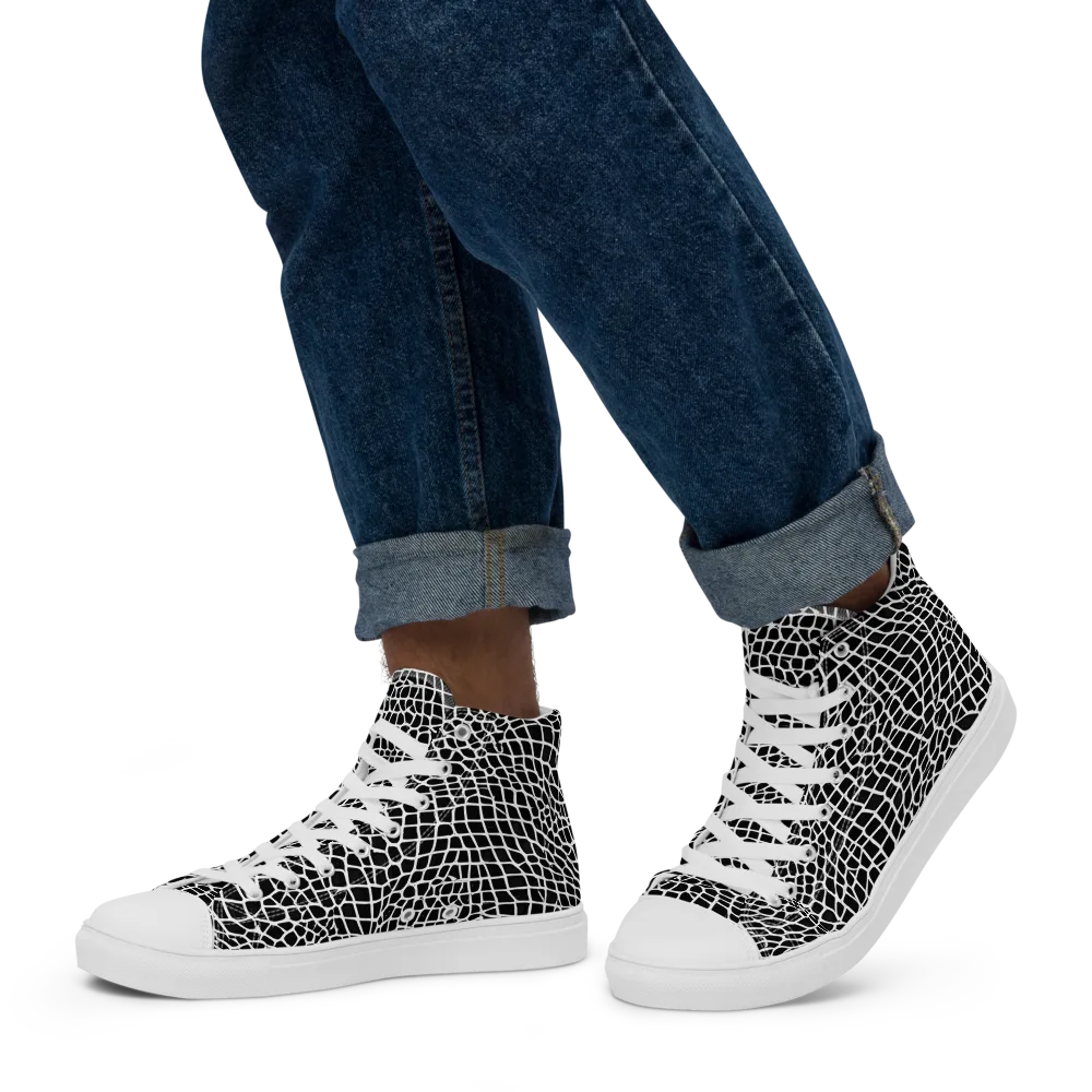 Obsidian Web on Men's High Top Canvas Shoes — Left