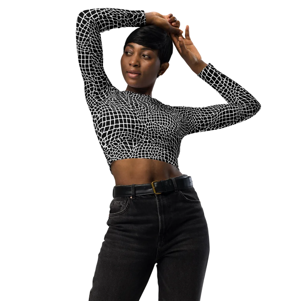 Obsidian Web on Long Sleeve Crop Top — Front