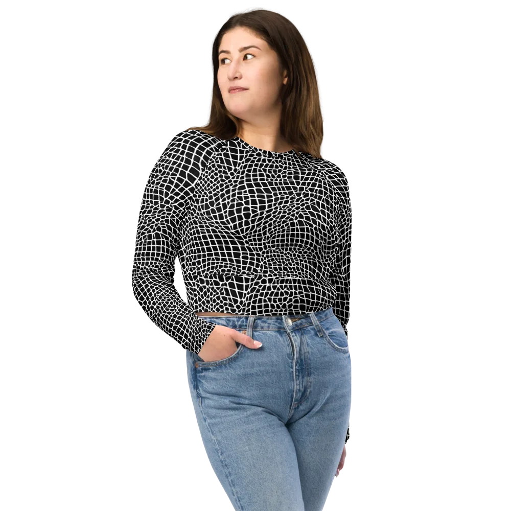 Obsidian Web on Long Sleeve Crop Top — Front