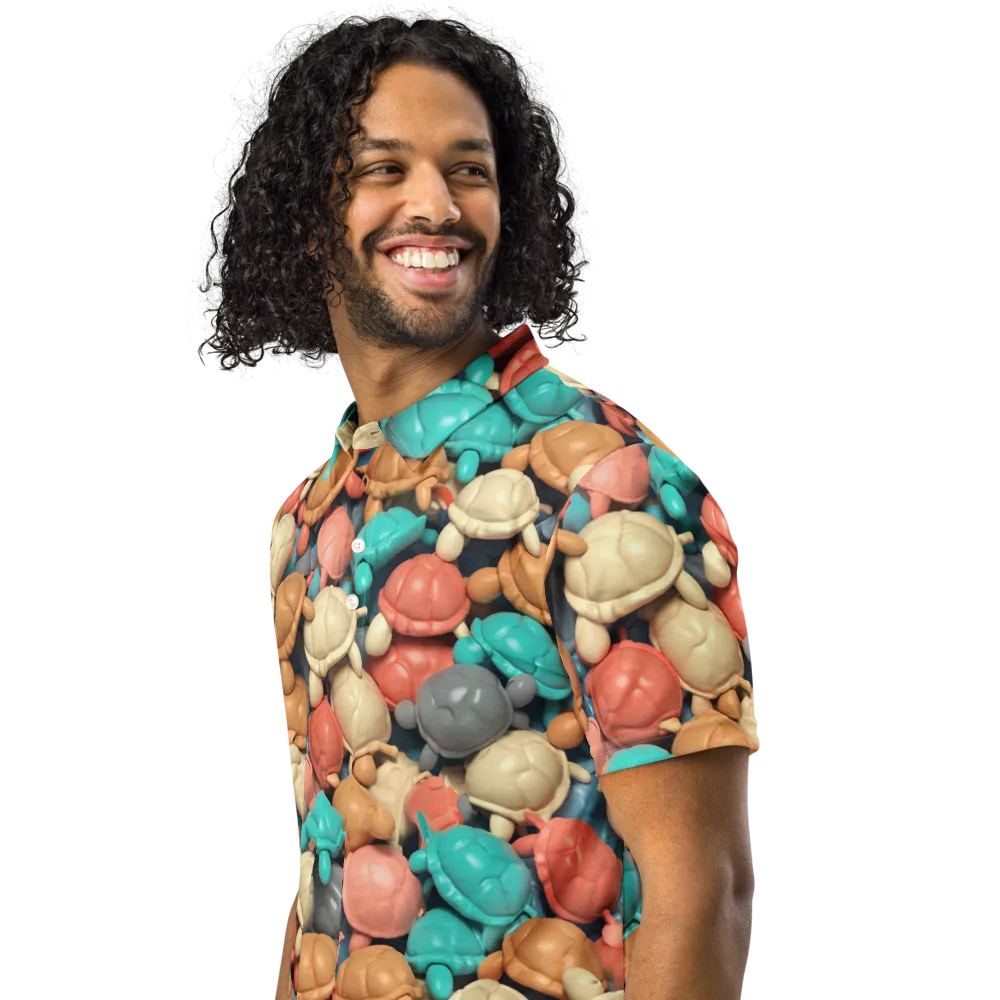 Turtle Taffy on Men's Slim Fit Polo Shirt — Left Front
