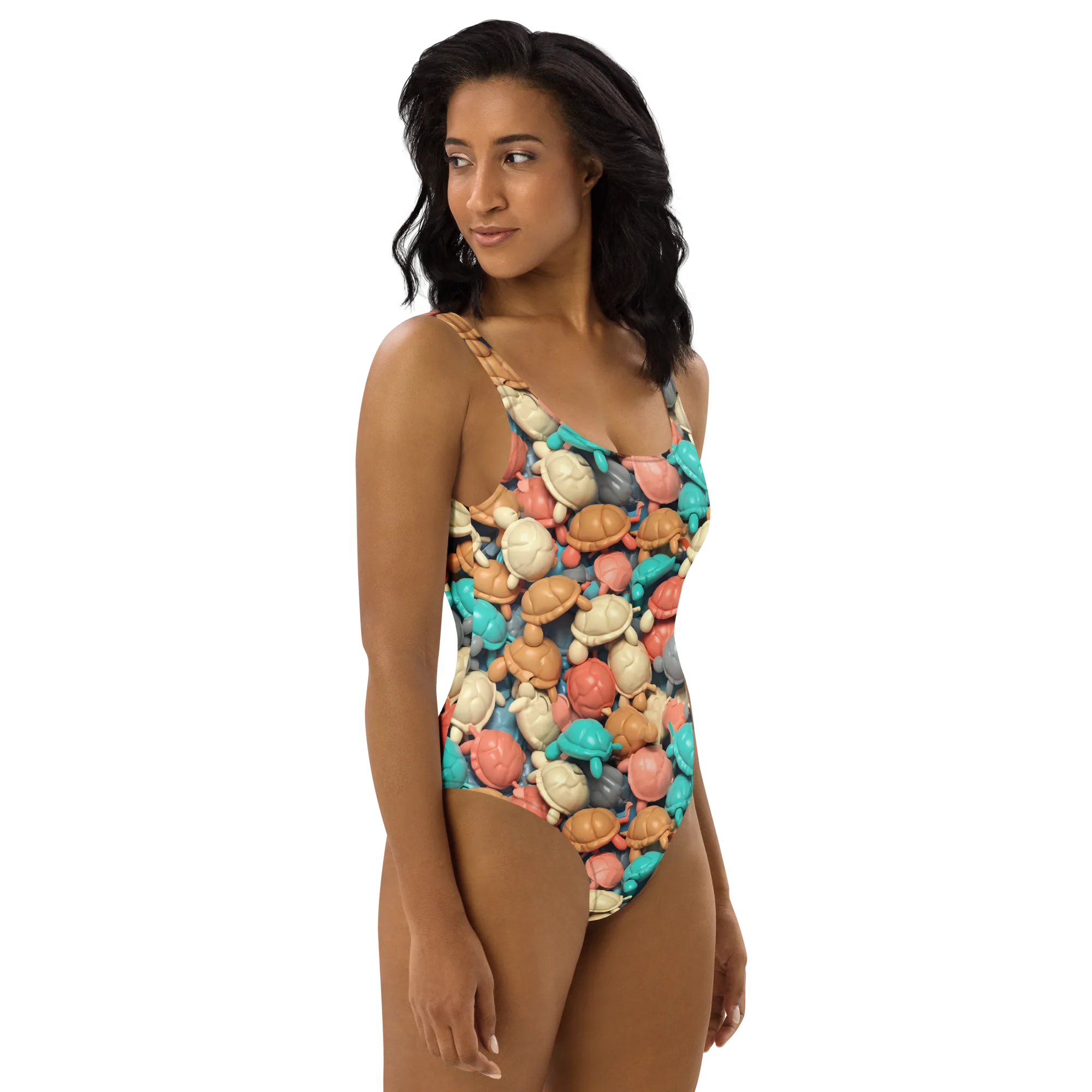 Turtle Taffy on One-Piece Swimsuit — Right