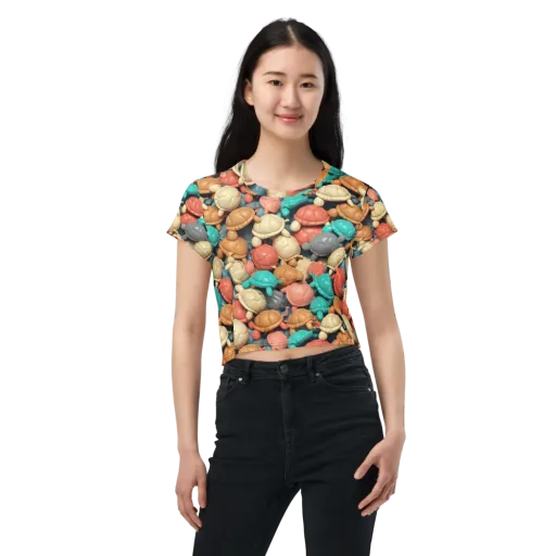 Turtle Taffy on a Crop Tee