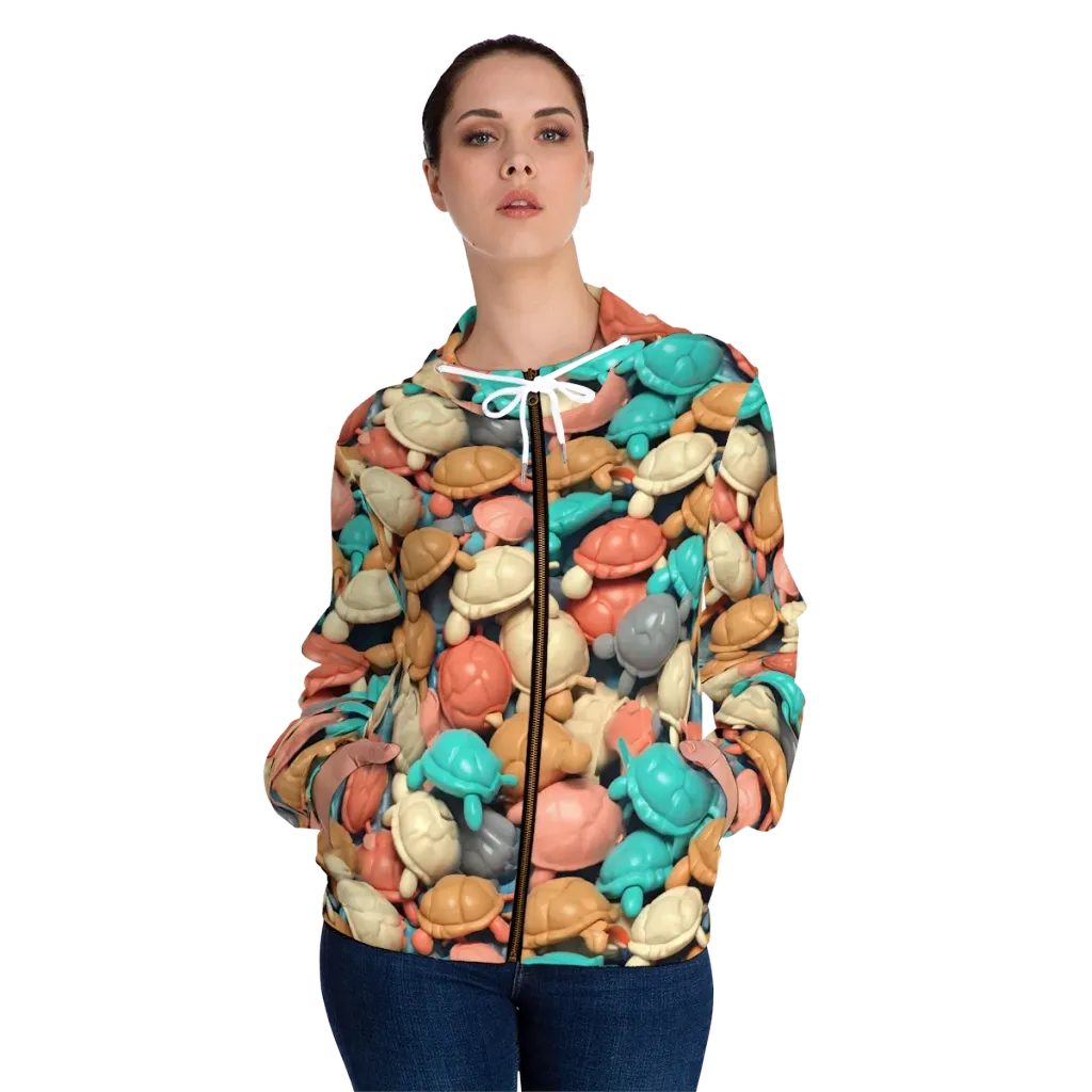 Turtle Taffy on Women's Full-Zip Hoodie — Front On Person