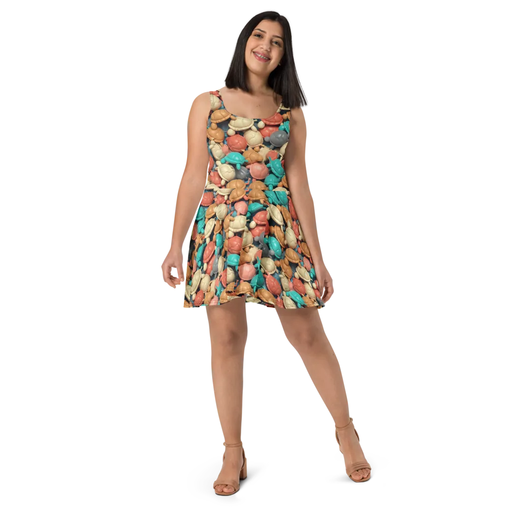 Turtle Taffy on Skater Dress — Front