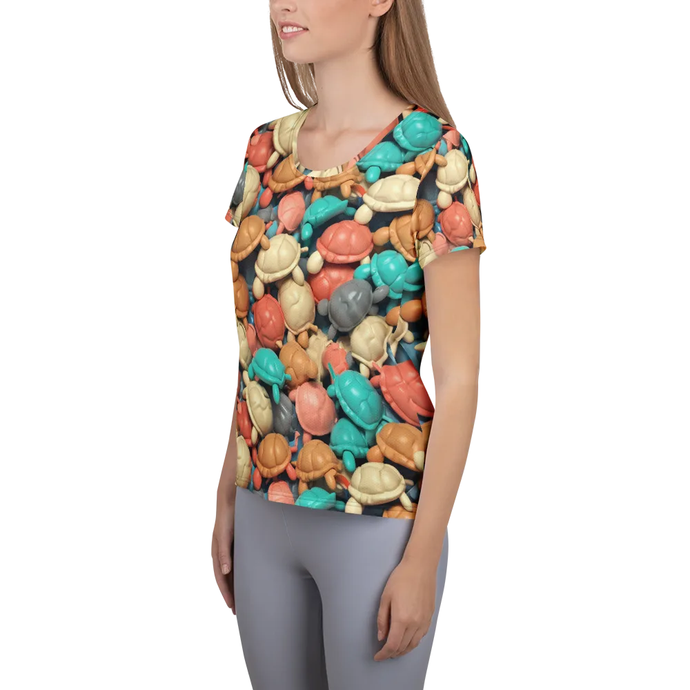 Turtle Taffy on Women's Athletic T-Shirt — Left