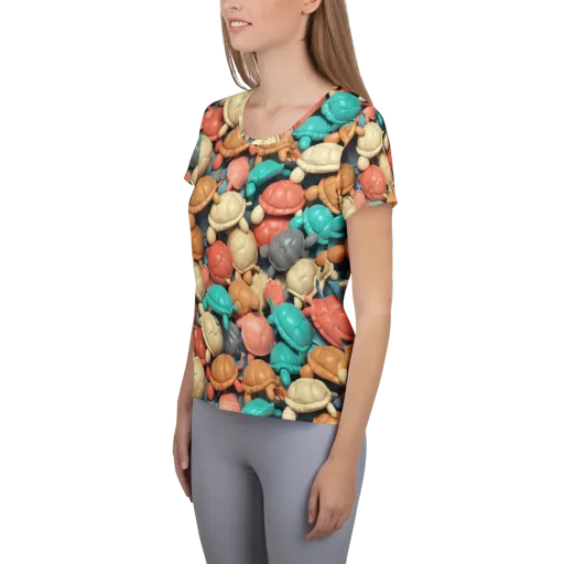 Turtle Taffy on a Women's Athletic T-Shirt