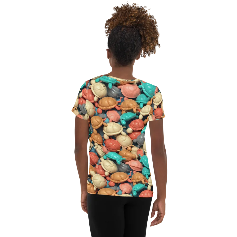 Turtle Taffy on Women's Athletic T-Shirt — Back