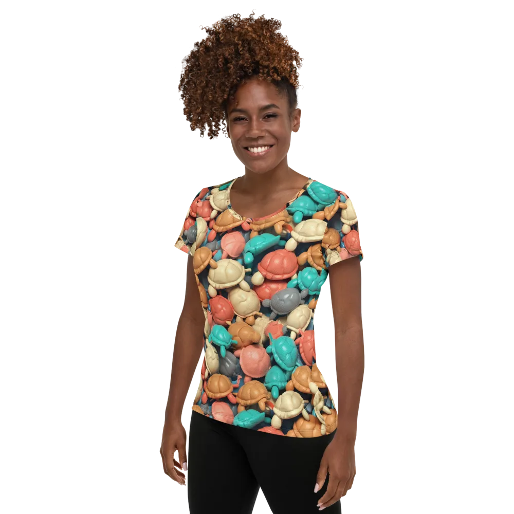Turtle Taffy on Women's Athletic T-Shirt — Left