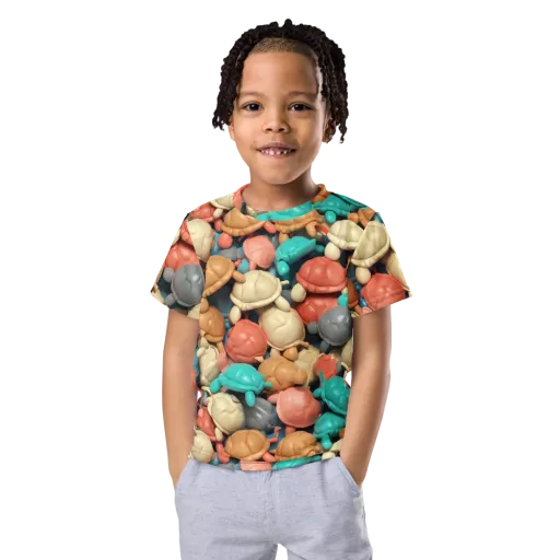 Turtle Taffy on a Kids Crew Neck T-Shirt