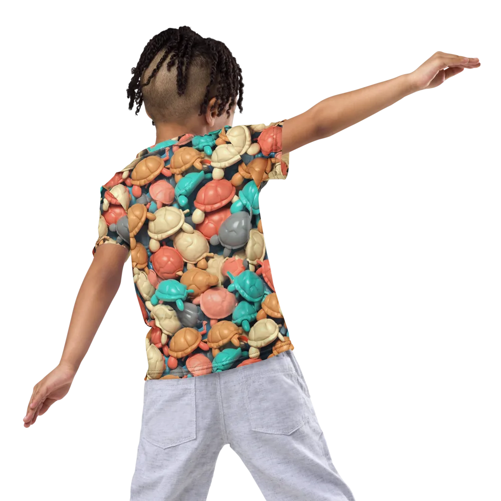 Turtle Taffy on Kids Crew Neck T-Shirt — Back