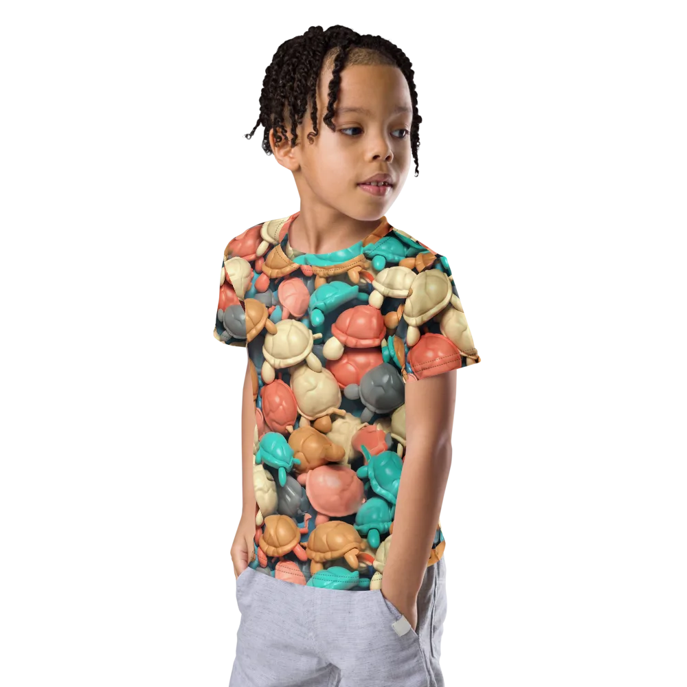 Turtle Taffy on Kids Crew Neck T-Shirt — Left Front