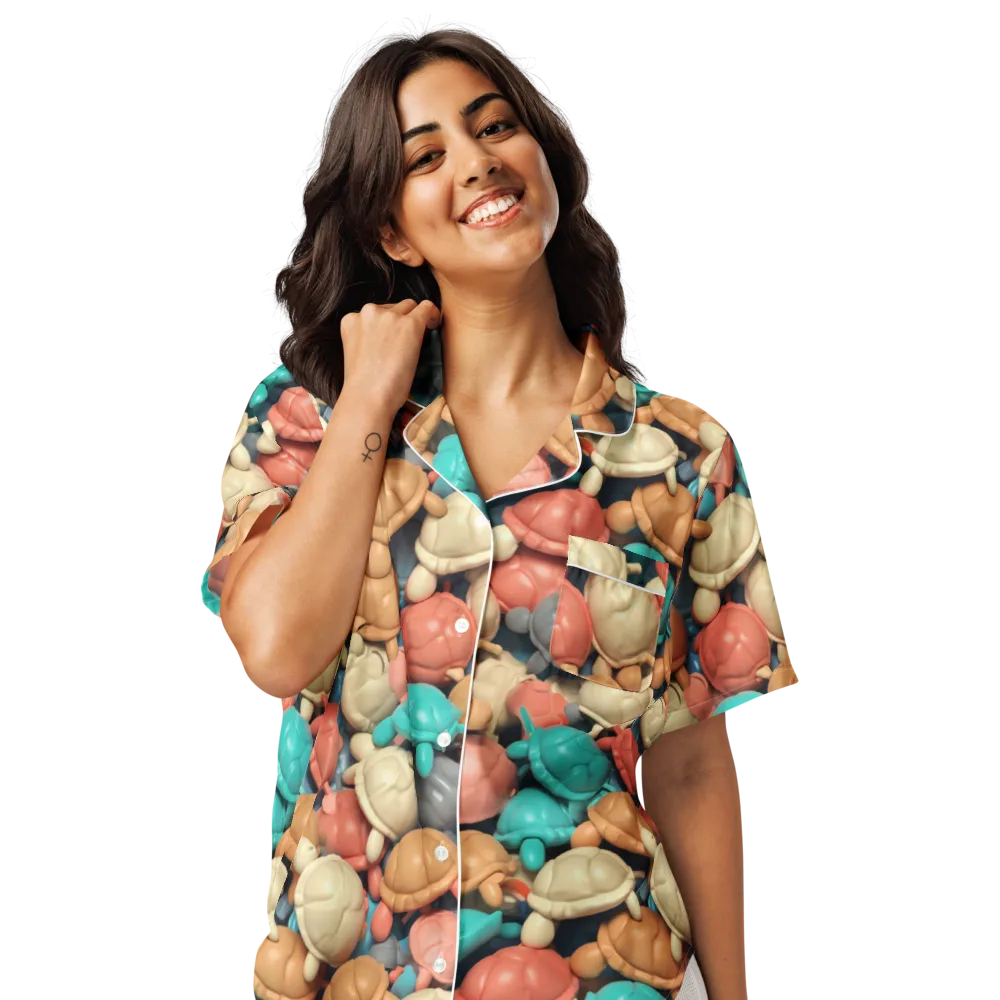 Turtle Taffy on Women's Short Sleeve Pajama Top — Front