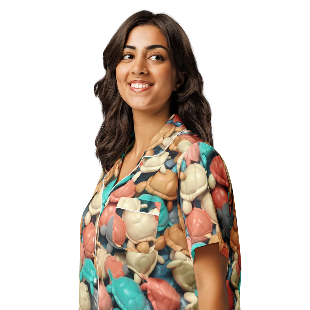 Turtle Taffy on Women's Short Sleeve Pajama Top — Left Front
