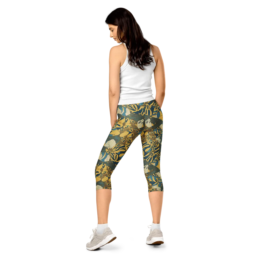 Gilded Monstera on Capri Leggings — Back